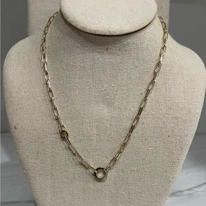 Stella & Dot Gold Paperclip Link Necklace with Circle Pendant